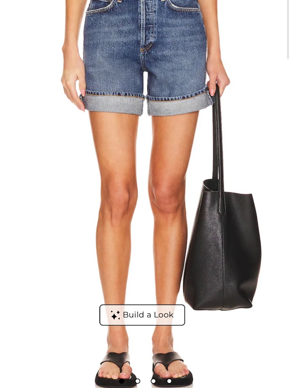 Agolde Medium Blue High-Rise Rolled Hem Jean Shorts